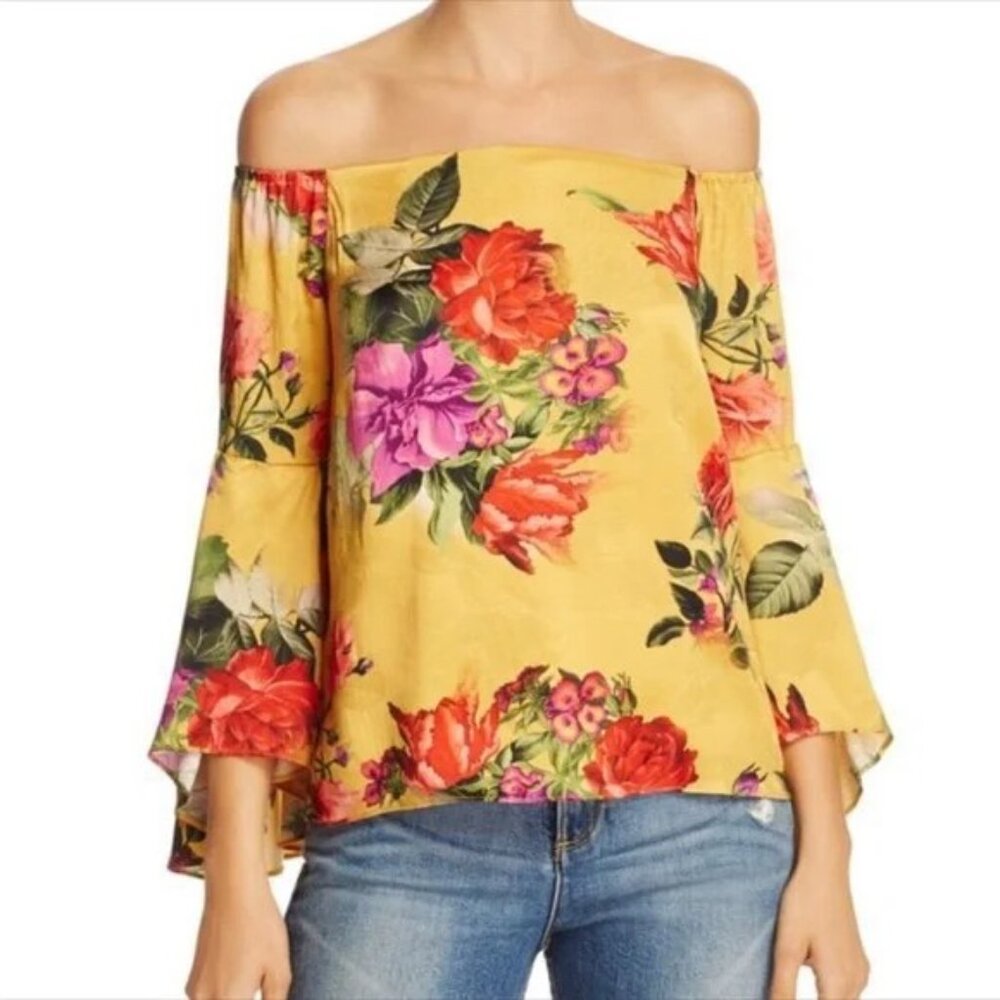 New Alice + Olivia Shera Off The Shoulder Floral Print Top, Size S